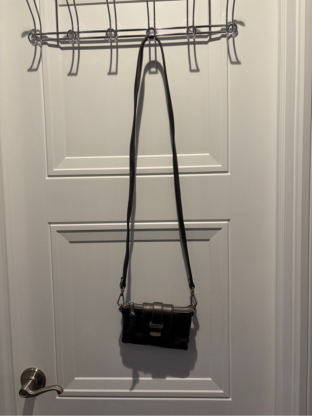 Leather Crossbody Bag - Black